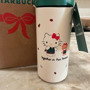 Starbucks Hello Kitty White and Green Tumbler